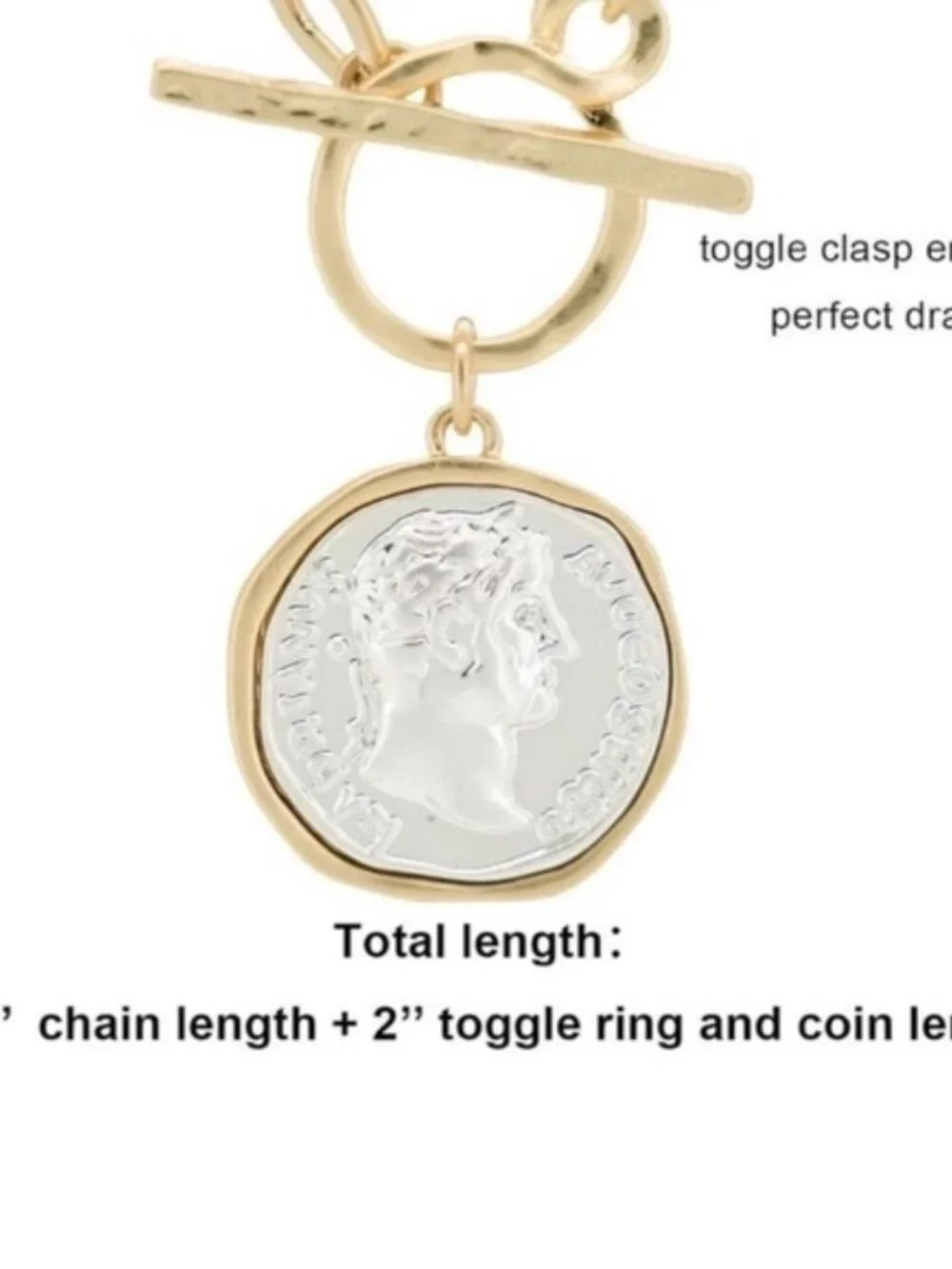 NEW 24K Gold Plated Matte Finish Chunky Link Chain Necklace OT Toggle Clasp